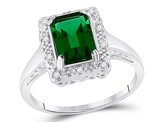 1.75 Carat (ctw) Lab Created Green Emerald Ring in 10K White Gold